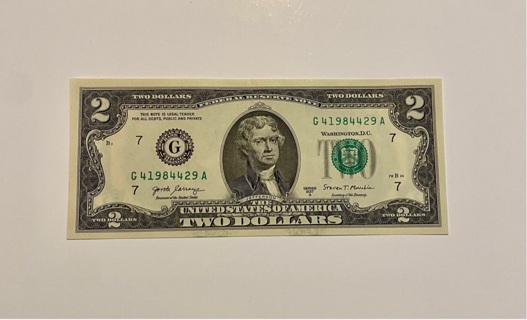 Two Dollar Bill 2017 A Series !