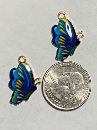 BUTTERFLY CHARMS~#5~SIDE VIEW~SET OF 2 CHARMS~FREE SHIPPING!