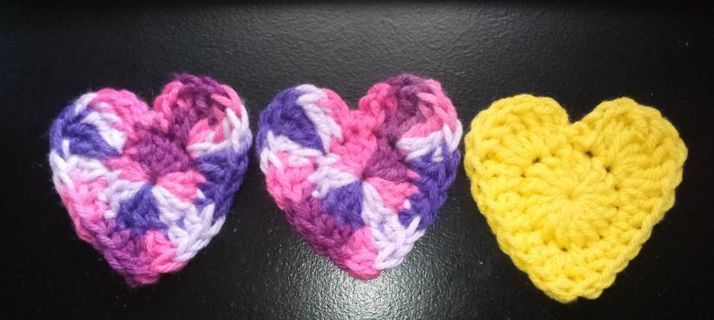 3 Crochet Hearts