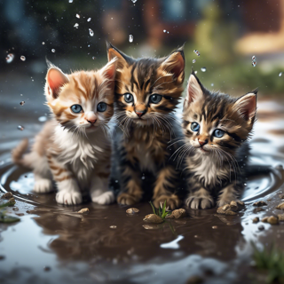 Listia Digital Collectible: Kittens In A Water Puddle