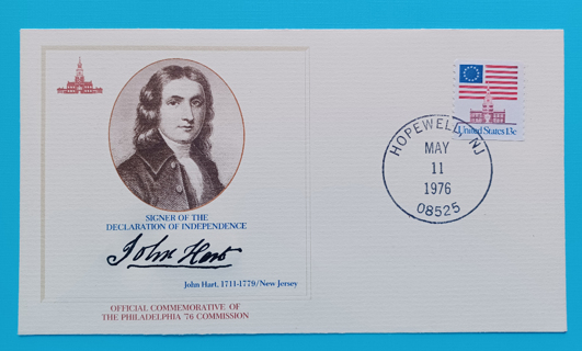 UNITED STATES - OFFICIAL COMMEMORATIVE OF THE PHILADELPHIA '76 COMMISSION - JOHN HART - ENVELOPE