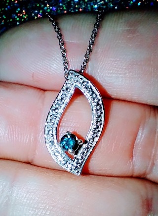 NECKLACE REAL BLUE AND CLEAR DIAMONDS SET INTO STERLING SILVER CUSTOM MADE BY ME SO IT'S REAL!
