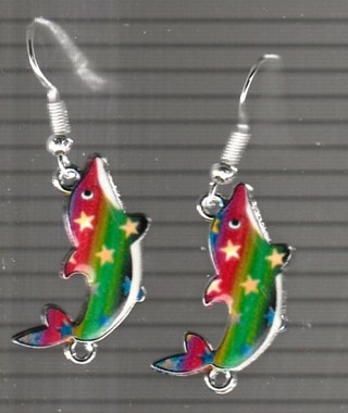 SP ENAMEL RAINBOW DOLPHIN EARRINGS LOT 4 (PLEASE READ DESCRIPTION) 