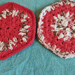 Hand Crocheted Cotton Double Strand Hexagon Potholder 