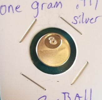 ☆NEW☆ .999 pure fine Silver 8 ball~ one gram collectable