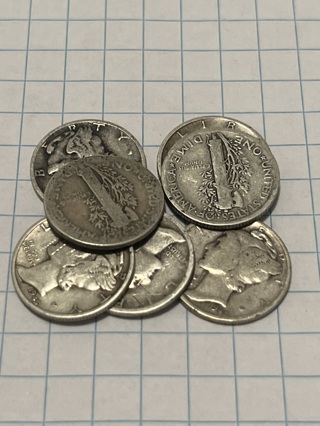 10 Silver Mercury Dimes Randomly Picked 