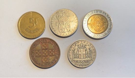 5 Different Quarter Sized Foreign Coins