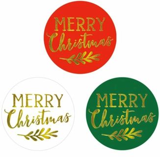 ⛄NEW⛄(3) 1.5" Merry Christmas GOLD FOIL Stickers⛄