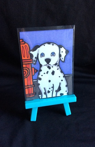 Dalmation original drawing aceo