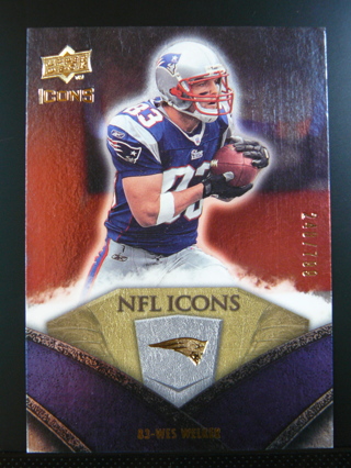 2008 UD Icons Silver #NFL49 Wes Welker (Patriots) S/N #241/799