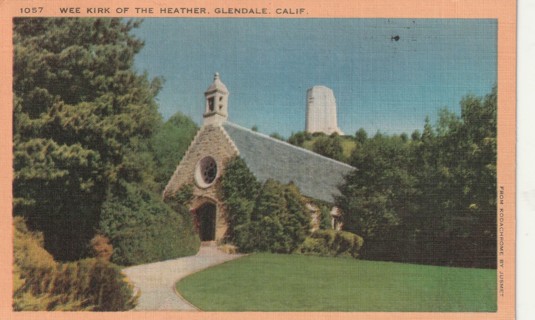 Vintage Used Postcard: 1947 Wee Kirk of the Heather, Glendale, CA