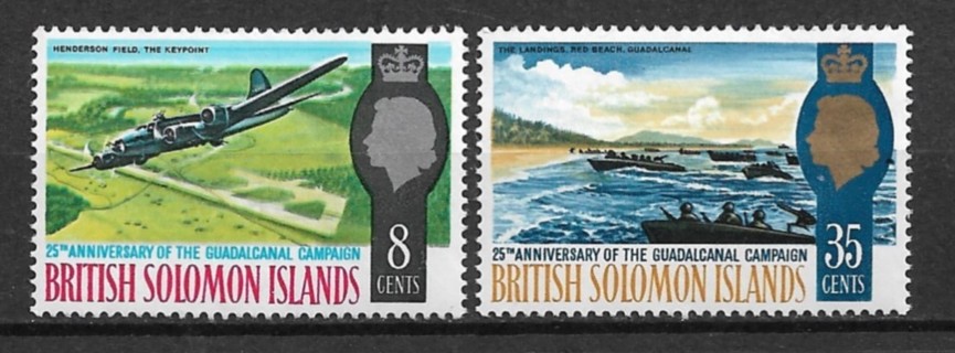 1967 British Solomon Islands Sc174-5 Guadalcanal Campaign 25th Anniv. MNH C/S of 2