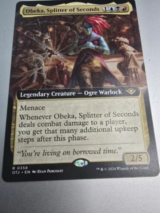 Magic the gathering mtg Obeka Splitter of Seconds rare card Extended art Outlaws Thunder Junction