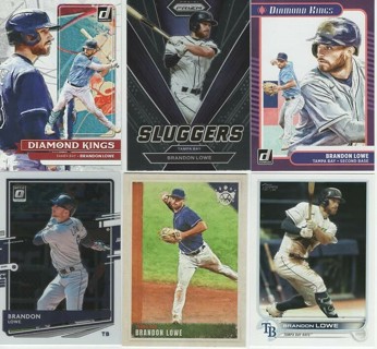 Fantastic Set of 6 Brandon Lowe Tampa Rays w/Insert & 2 different Diamond Kings!