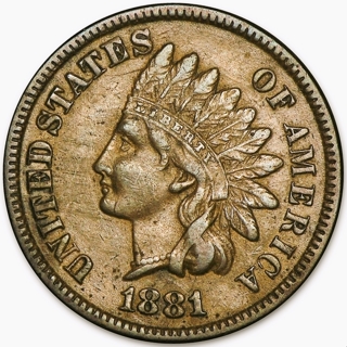 1881 Indian Head Cent, Sharp Definition. Slight Use, Insured, Refundable.