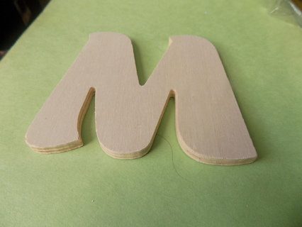 Wooden initial letter M ready to pait # 1 4 inch tall and wide