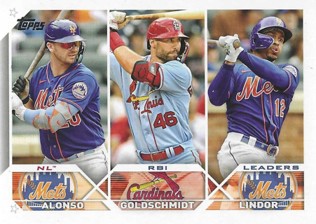 2023 Topps P. Alonso/P. Goldschmit/ F. Lindor (NL RBI Leaders) #240