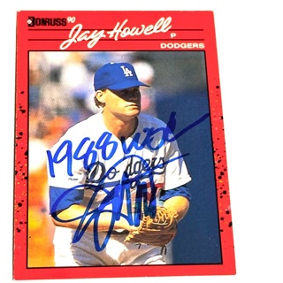 Autographed 1990 Donruss  #203 Jay Howell Los Angeles Dodgers/With 1988 WS Champ Inscription 