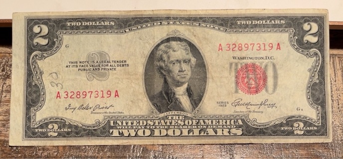 Vintage Series 1953 Red Seal Two Dollar Bill