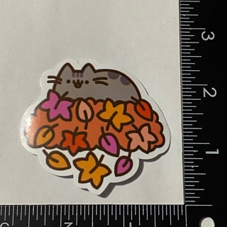 Pusheen Kawaii cat leaves large sticker decal NEW 