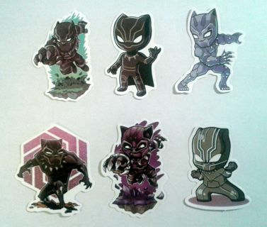 Six Marvel Comics Black Panther Vinyl Stickers