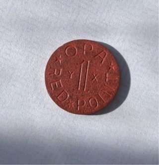 OPA WWII Ration Token 1 Red Point YX