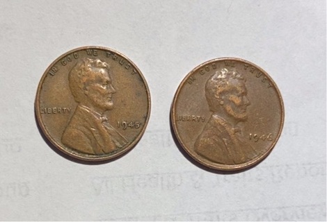 1945 & 1946 LINCOLN “SHELL CASE” WHEAT CENTS 