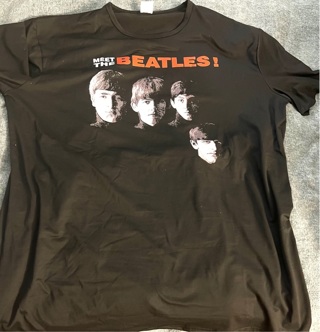 New: Black Tee Shirt “Meet The BEATLES!” Pit to Pit 26” & 31” Shoulder to Hem.  