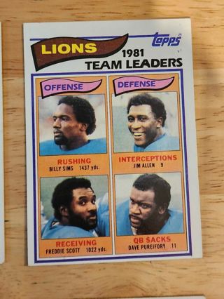 82 Topps Lions Team Leaders #333