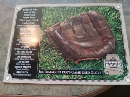 2000 UPPER DECK JOE DIMAGGIO 1930S GAME USED GLOVE NEW YORK YANKEES BASEBALL CARD