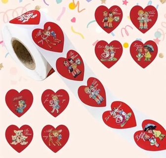 ↗️❤️SPECIAL↗️(50) 1" HEART STICKERS!! VALENTINE'S DAY ❤️
