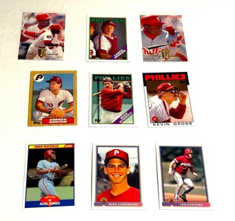 Phillies-9 Card Lot-Schmidt,Daulton,Dykstra,Gross,Jordan