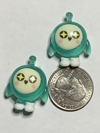 EGG-SHAPED CHARACTERS~#13~TEAL~SET OF 2~GLOW IN THE DARK~FREE SHIPPING!