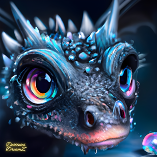 Listia Digital Collectible: Destinies DreamZ: Iridescent Black Baby Dragon