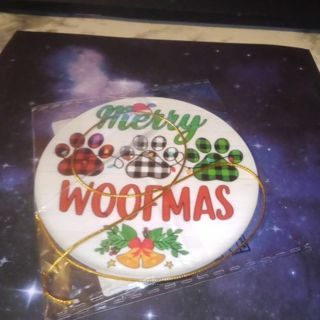 Acrylic Merry Woofmas Christmas Decoration