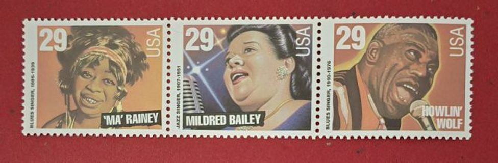 Three Mint .29 Singers US Postage Stamps