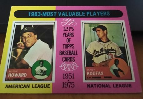 1975 Topps #201 1973 MVP Sandy Koufax/Elston Howard