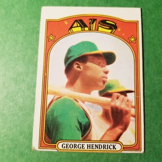 1972 - TOPPS BASEBALL CARD HI NO. 406 - GEORGE HENDRICK - A'S