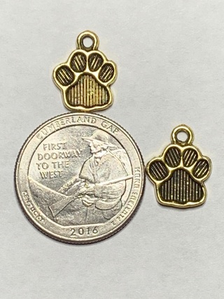 PAW PRINT CHARMS~#2~GOLD~STRIPED~SET OF 2 CHARMS~FREE SHIPPING!