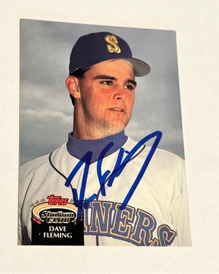 Autographed 1992 Stadium Club Seattle Mariners Baseball Card #814 Dave Fleming