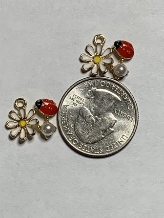 DAISY FLOWER/LADYBUG CHARMS~#12~SET OF 2~FREE SHIPPING!