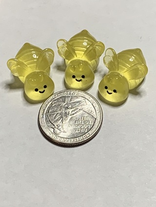 BEES~#14~YELLOW~SET OF 3~GLOW IN THE DARK~FREE SHIPPING!