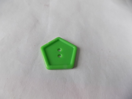 Large 1 1/2 inch plastic green five sided button