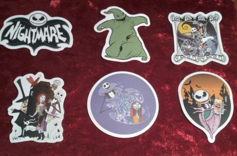 6 - "NIGHTMARE BEFORE CHRISTMAS" STICKERS 1 free Sticker with win.