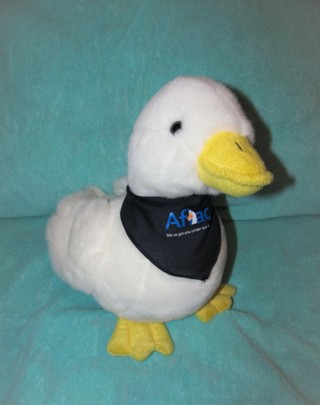 LARGE Bank Talking Fuzzy Aflac Duck Piggy Bank Plush Speaks When Insert Coins! Collectible 