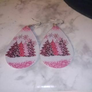 #2-Pink Design Christmas Trees Earrings