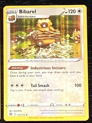 Bibarel Rare Holo 2022 Brilliant Stars Pokemon TCG Card 121/172