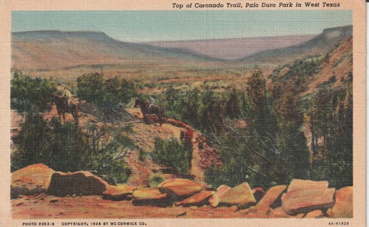 Vintage Used Postcard: (b): 1943 Coronado Trail, Palo Duro Park, West Texas