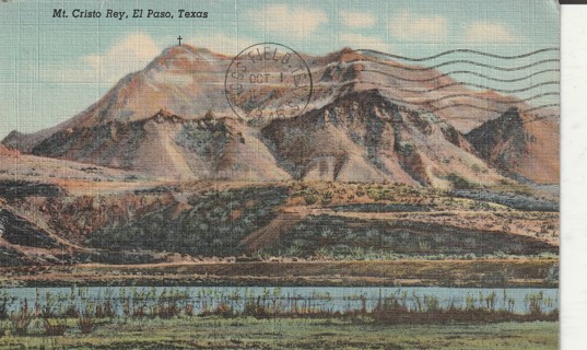 Vintage Used Postcard: (k): 1945 Mt Cristo Rey, El Paso, TX