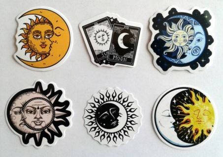 Six Sun/Moon Vinyl Stickers